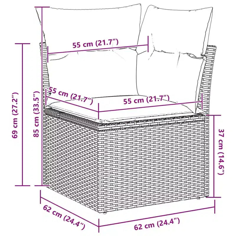 vidaXL Salon de jardin 6 pcs marron et rouge 234 x 124 x 85 cm