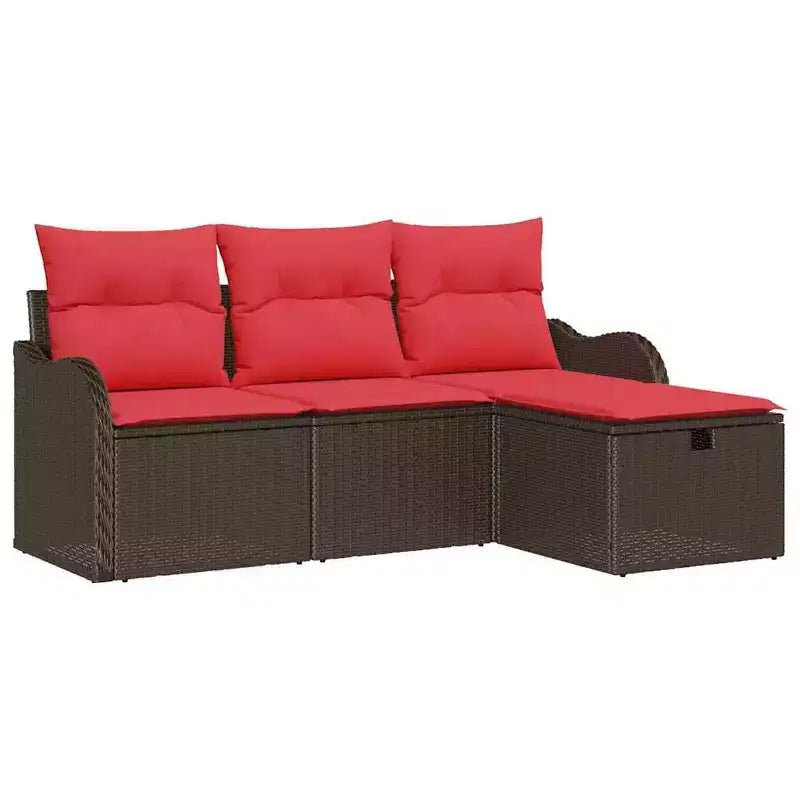 vidaXL Garden Sofa Set 4 pcs Brown and Red 176 x 117 x 85 cm