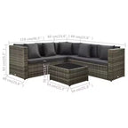 vidaXL Salon de jardin 4 pièces avec canapé modulable et table basse en rotin - Marron