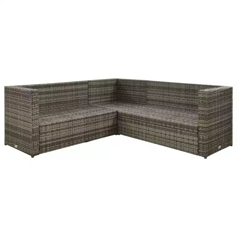vidaXL Salon de jardin 4 pièces avec canapé modulable et table basse en rotin - Marron