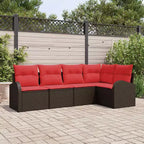 vidaXL Salon de jardin avec coussins 5 pcs Résine tressée marron