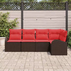 vidaXL Salon de jardin avec coussins 5 pcs Résine tressée marron