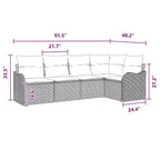 vidaXL Salon de jardin avec coussins 5 pcs Résine tressée marron