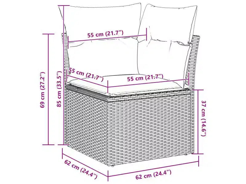 vidaXL Salon de jardin 8 pcs Marron résine tressée