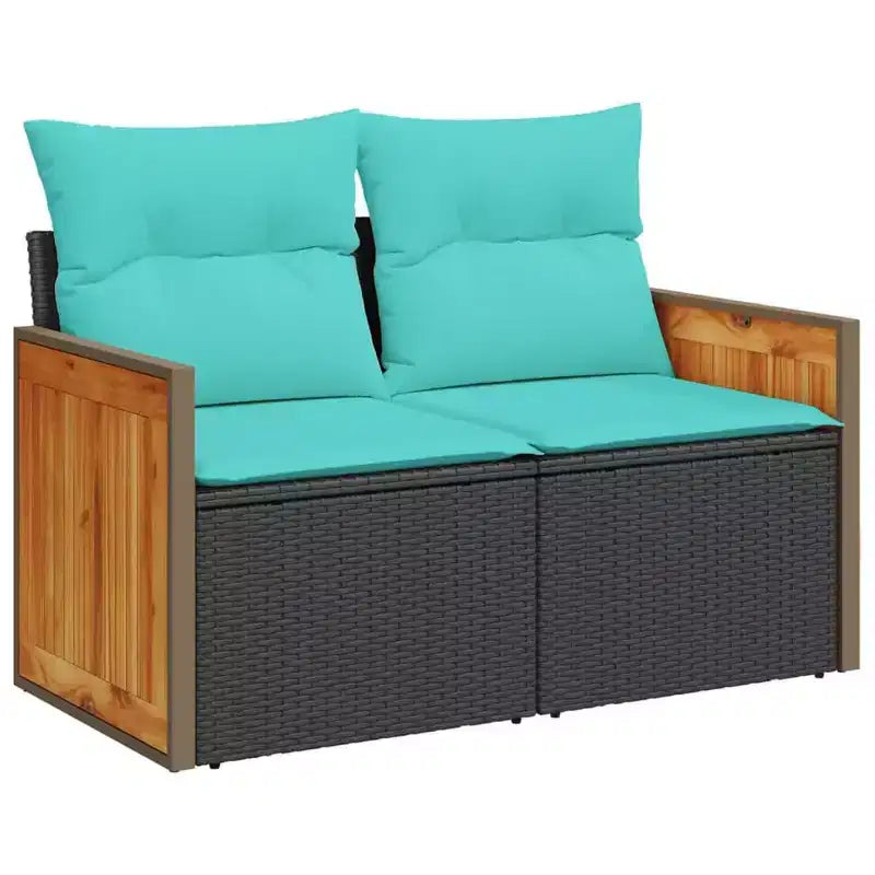 vidaXL Salon de jardin modulable avec coussins, Résine tressée, Noir/Gris, 12-13 pièces, Intérieur/Extérieur