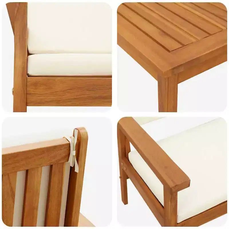 vidaXL Salon de jardin 4 pcs Marron 75 x 45 x 38cm Bois d'acacia massif