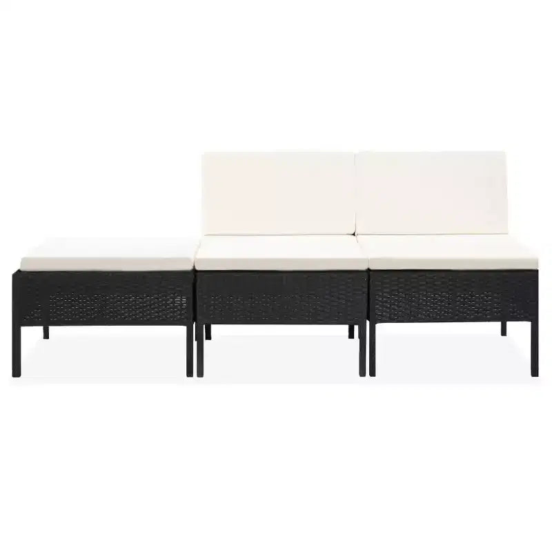 vidaXL Salon de jardin 3 pièces modulable avec table basse en rotin