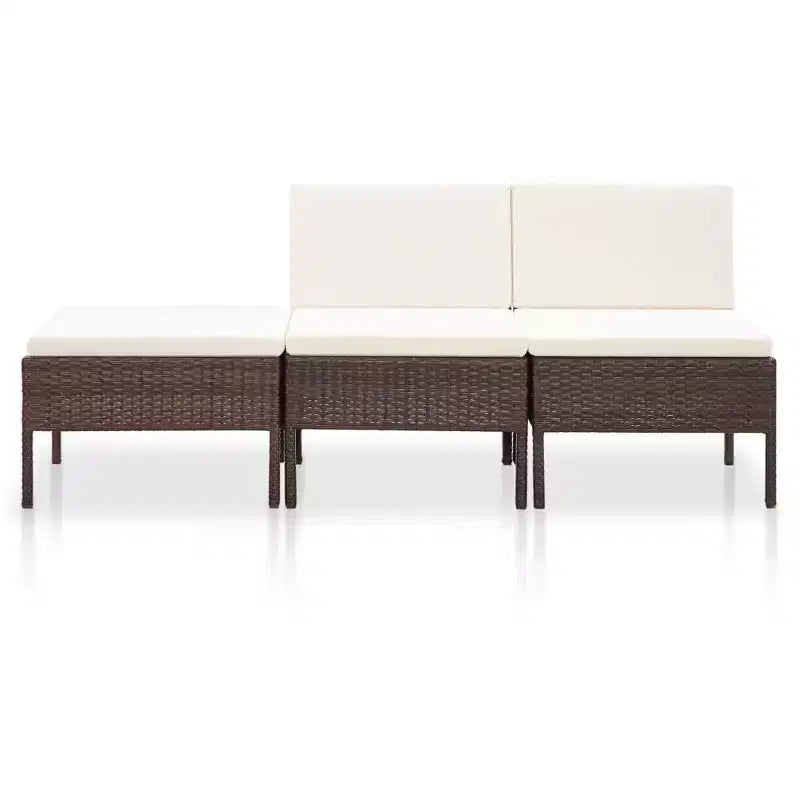 vidaXL Salon de jardin 3 pièces modulable avec table basse en rotin