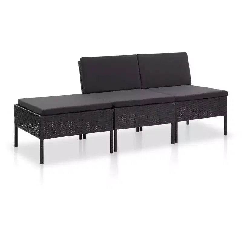 vidaXL Salon de jardin 3 pièces modulable avec table basse en rotin
