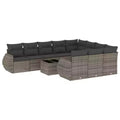vidaXL 11 Piece Patio Sofa Set with Cushions Gray Poly Rattan