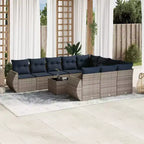 vidaXL Salon de jardin 11 pièces avec coussins en résine tressée gris