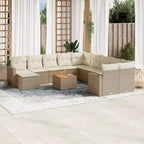 vidaXL Salon de jardin 11 pièces avec coussins en résine tressée beige