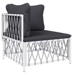 vidaXL Salon de jardin 6 pièces avec coussins en acier blanc