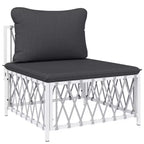 vidaXL Salon de jardin 6 pièces avec coussins en acier blanc