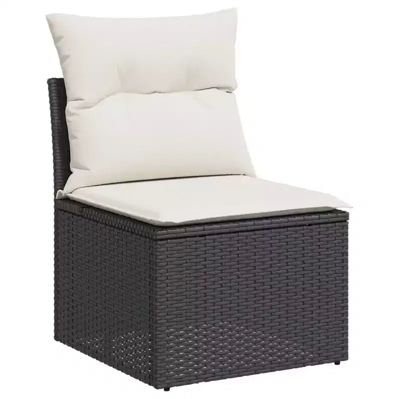 vidaXL Salon de jardin 11 pcs avec coussins résine tressée, Salon d'extérieur modulable, Table incluse