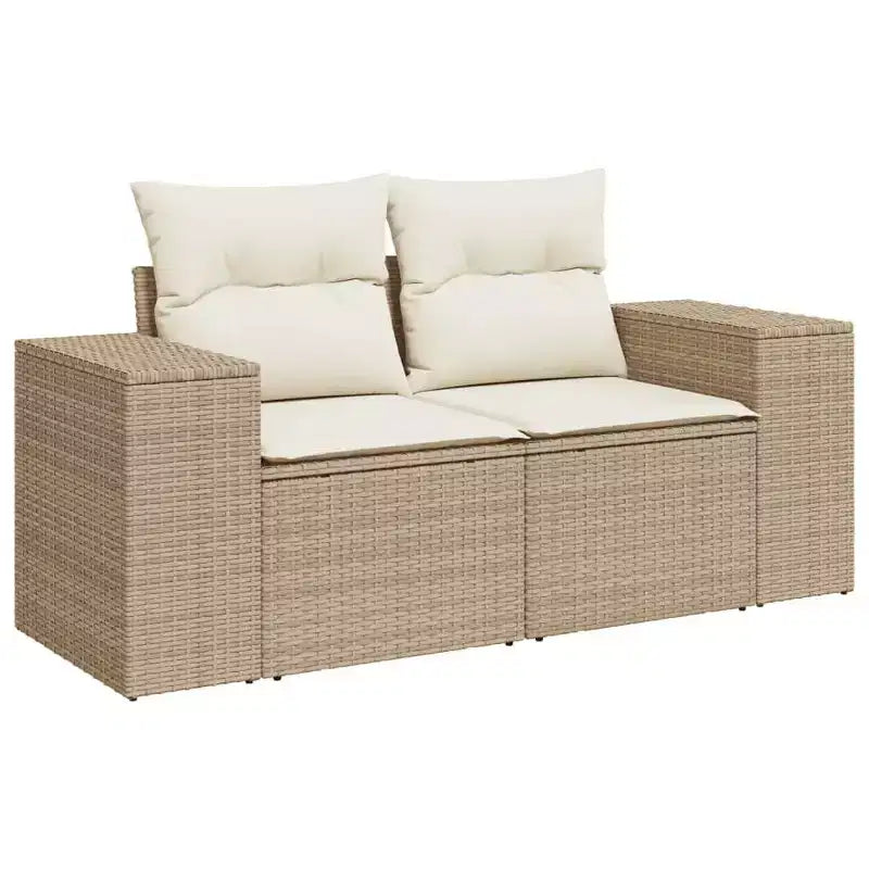 vidaXL Salon de jardin 11 pcs avec coussins résine tressée, Salon d'extérieur modulable, Table incluse
