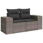 vidaXL Salon de jardin 11 pcs avec coussins résine tressée, Salon d'extérieur modulable, Table incluse