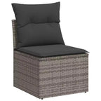 vidaXL Salon de jardin 11 pcs avec coussins résine tressée, Salon d'extérieur modulable, Table incluse