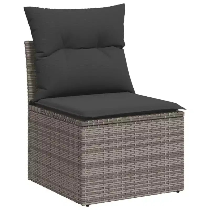vidaXL Salon de jardin 11 pcs avec coussins résine tressée, Salon d'extérieur modulable, Table incluse
