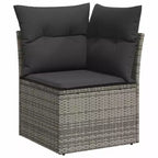 vidaXL Salon de jardin 11 pcs avec coussins résine tressée, Salon d'extérieur modulable, Table incluse