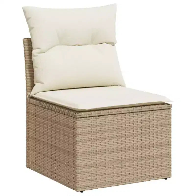 vidaXL Salon de jardin 11 pcs avec coussins résine tressée, Salon d'extérieur modulable, Table incluse
