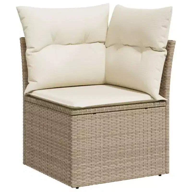 vidaXL Salon de jardin 11 pcs avec coussins résine tressée, Salon d'extérieur modulable, Table incluse