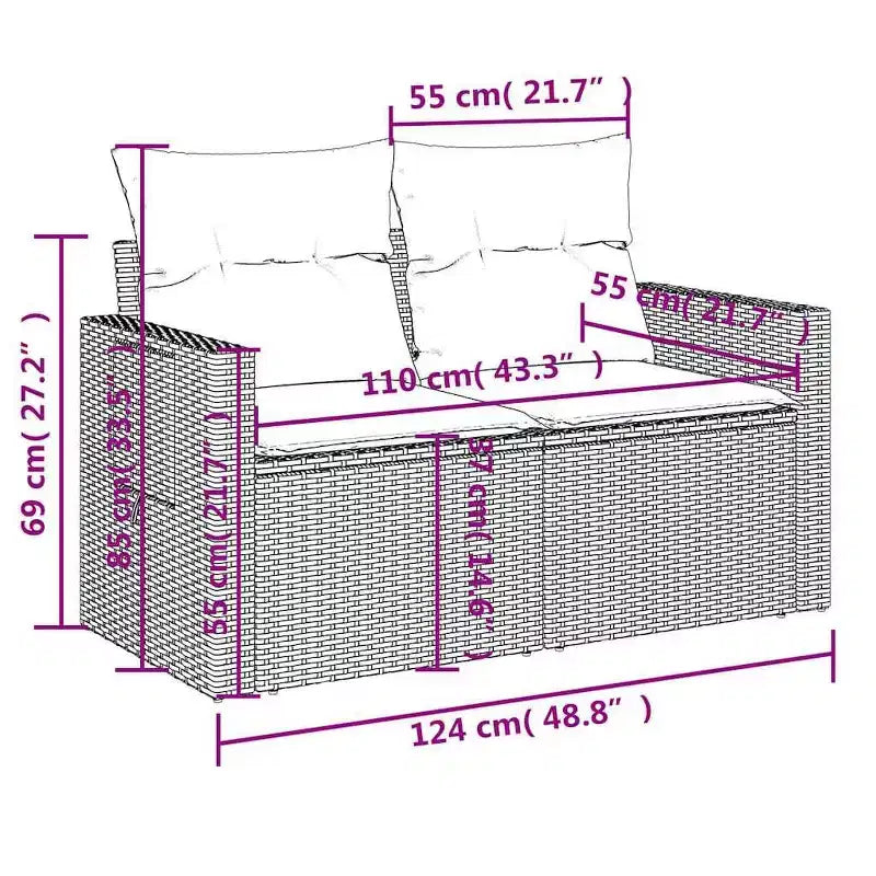 vidaXL Ensemble de canapés de jardin 10 pièces avec coussins en rotin synthétique noir