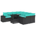 vidaXL Patio Sofa Set with Cushions Table and Couches 9 Piece Poly Rattan