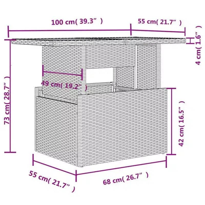 vidaXL Ensemble de canapés de jardin 7 pièces avec coussins, sectionnel d'extérieur en résine tressée, modulable, table ajustable