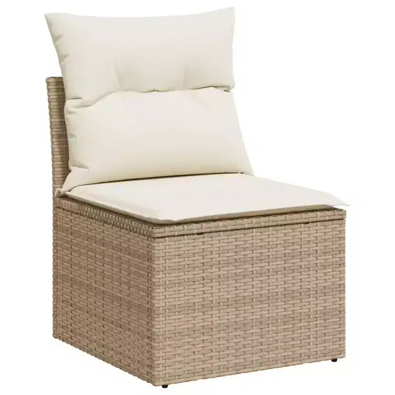 vidaXL Ensemble de canapés de jardin 7 pièces avec coussins, sectionnel d'extérieur en résine tressée, modulable, table ajustable