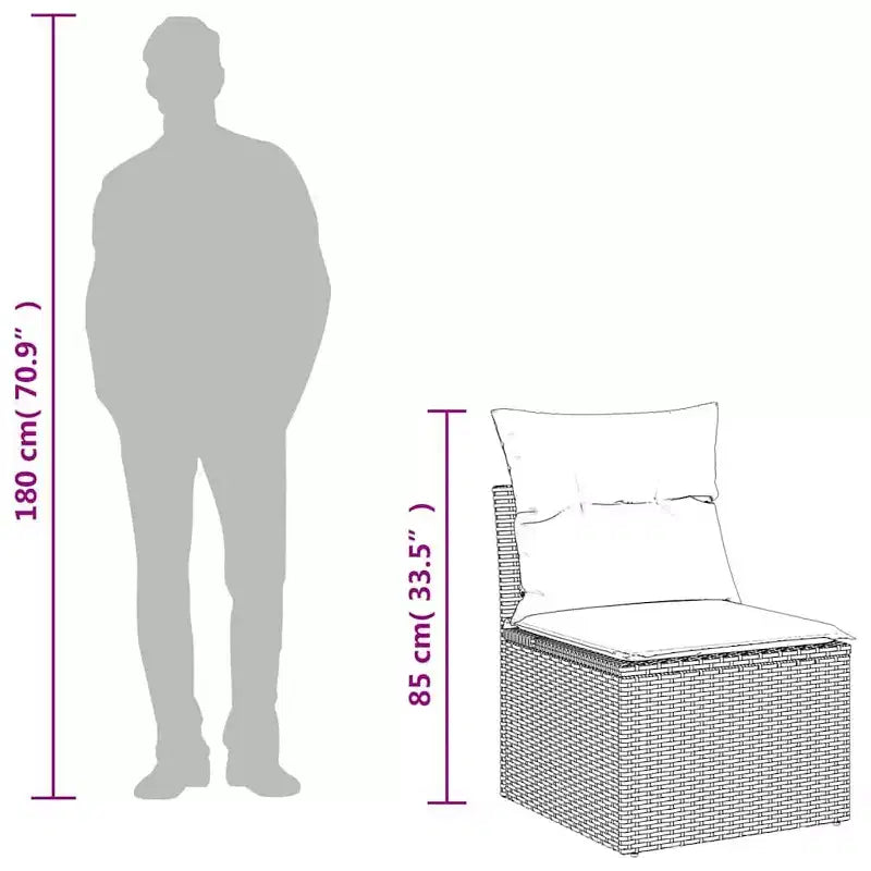 vidaXL Ensemble de canapés de jardin 7 pièces avec coussins, sectionnel d'extérieur en résine tressée, modulable, table ajustable