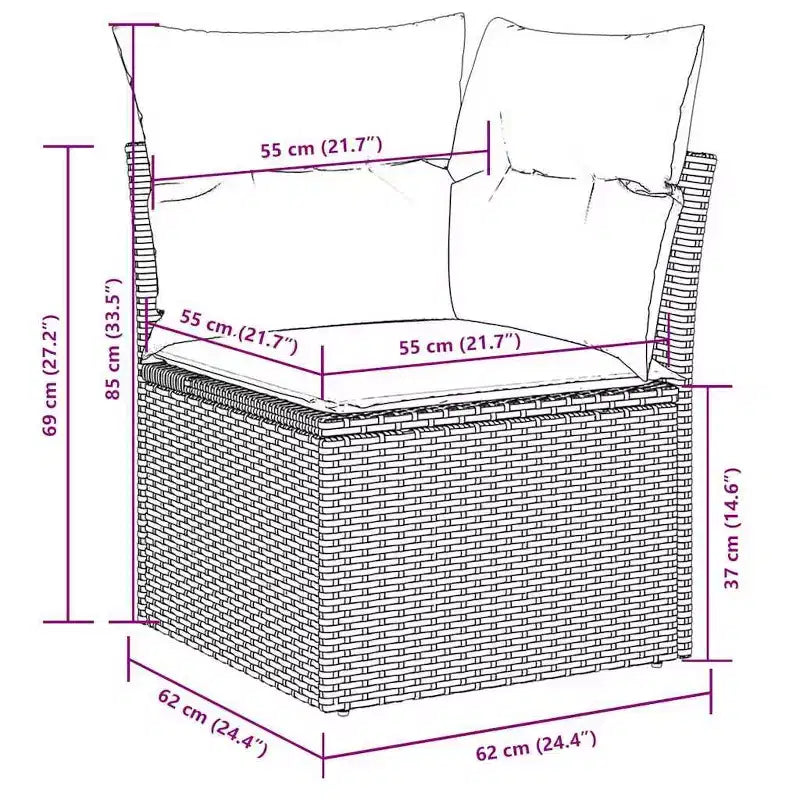 vidaXL Ensemble de canapés de jardin 7 pièces avec coussins, sectionnel d'extérieur en résine tressée, modulable, table ajustable