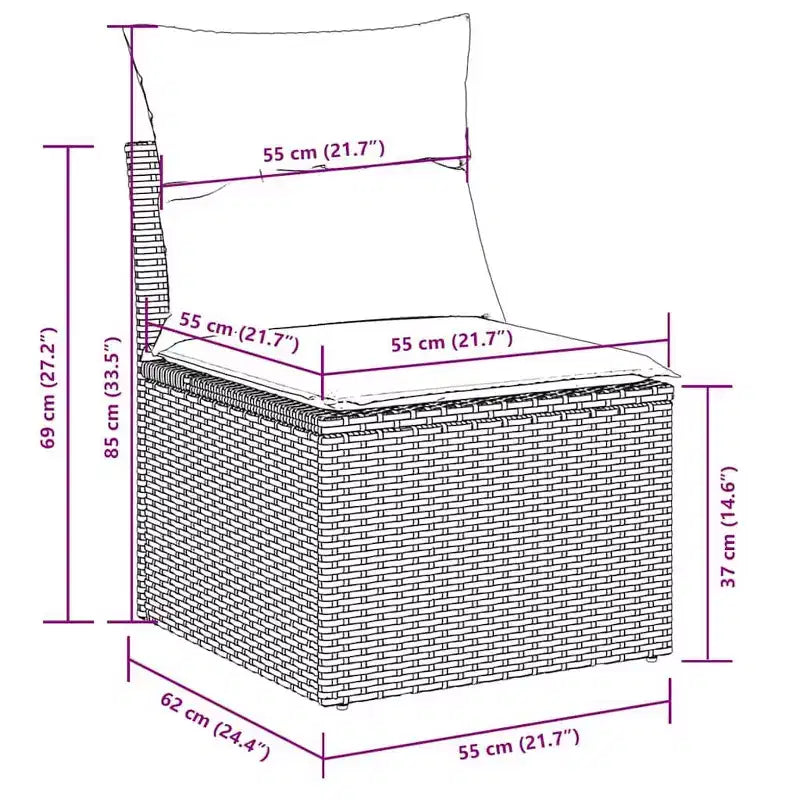 vidaXL Ensemble de canapés de jardin 7 pièces avec coussins, sectionnel d'extérieur en résine tressée, modulable, table ajustable