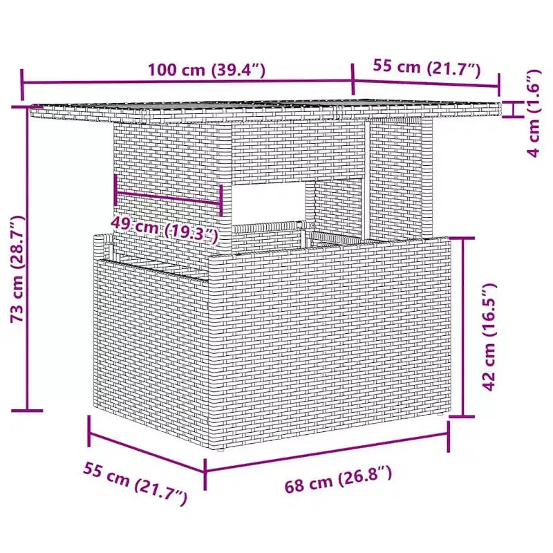 vidaXL Ensemble de canapés de jardin 7 pièces avec coussins, sectionnel d'extérieur en résine tressée, modulable, table ajustable
