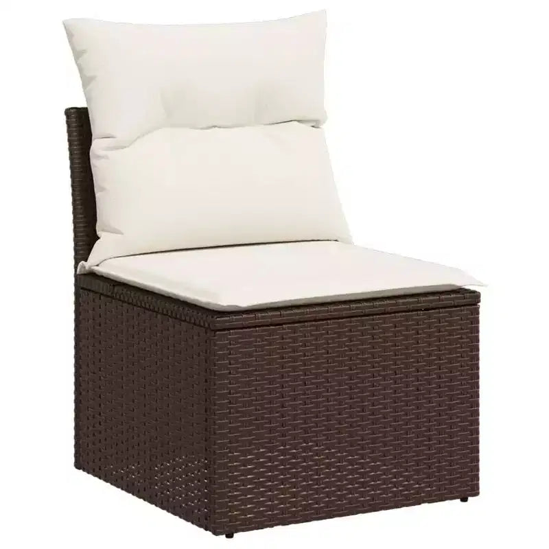vidaXL Ensemble de canapés de jardin 7 pièces avec coussins, sectionnel d'extérieur en résine tressée, modulable, table ajustable