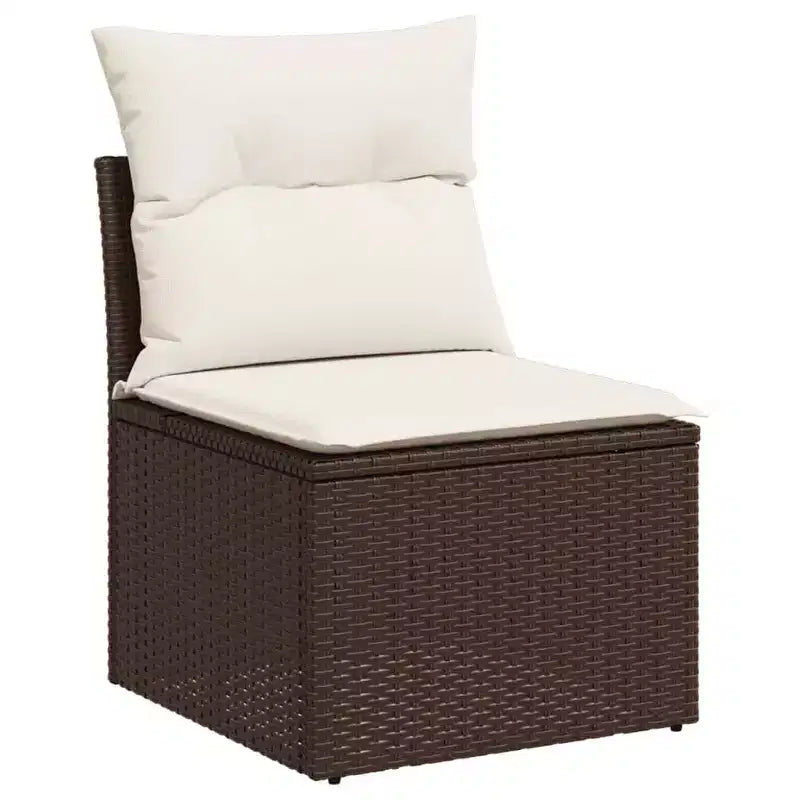 vidaXL Ensemble de canapés de jardin 7 pièces avec coussins, sectionnel d'extérieur en résine tressée, modulable, table ajustable