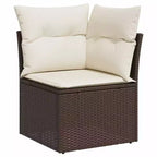 vidaXL Ensemble de canapés de jardin 7 pièces avec coussins, sectionnel d'extérieur en résine tressée, modulable, table ajustable
