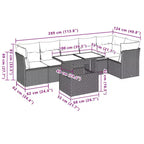 vidaXL Ensemble de canapés de jardin 7 pièces avec coussins, sectionnel d'extérieur en résine tressée, modulable, table ajustable