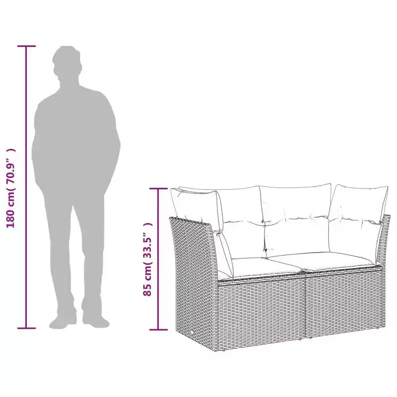 vidaXL Ensemble de canapés de jardin 7 pièces avec coussins, sectionnel d'extérieur en résine tressée, modulable, table ajustable