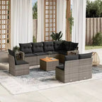 vidaXL Salon de jardin 9 pcs avec coussins résine tressée noir