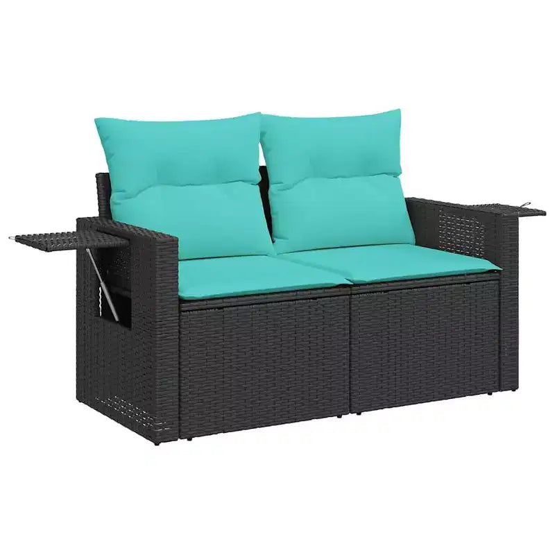 vidaXL Salon de jardin 9 pcs avec coussins résine tressée noir