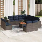 vidaXL Salon de jardin 12 pcs avec coussins Résine tressée Noir