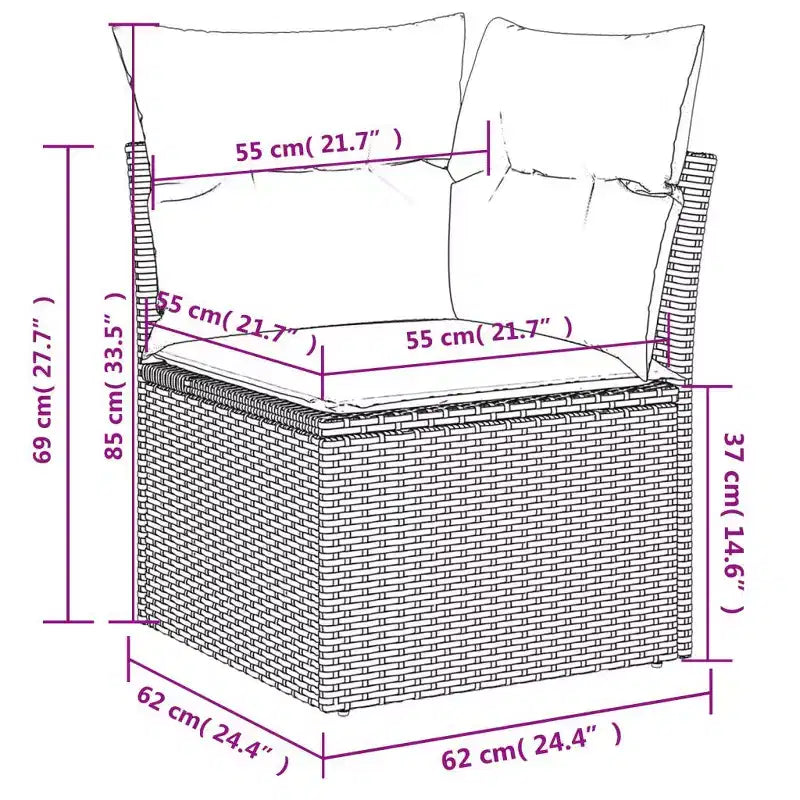 vidaXL Salon de jardin 12 pcs avec coussins Résine tressée Noir