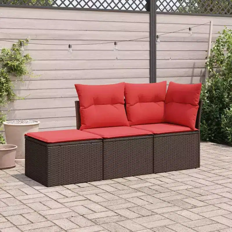 vidaXL Salon de jardin 3 pièces avec coussins en résine tressée