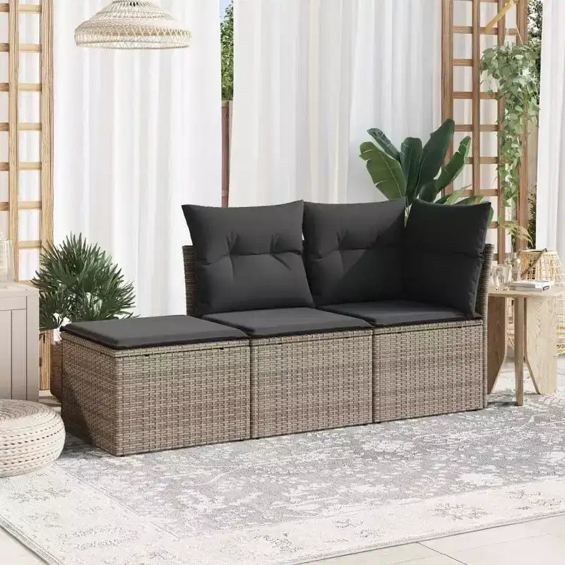 vidaXL Salon de jardin 3 pièces avec coussins en résine tressée