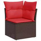 vidaXL Salon de jardin 11 pcs avec coussins résine tressée marron