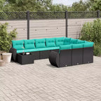 vidaXL Salon de jardin 11 pcs avec coussins résine tressée marron