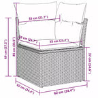 vidaXL Salon de jardin 7 pièces avec coussins, résine tressée noire (US only)