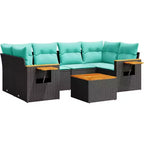 vidaXL 7 Piece Patio Sofa Set with Cushions Black Poly Rattan (US only)