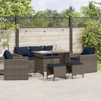 vidaXL Salon de jardin avec coussins, table et canapés modulables, 6 pièces en résine tressée